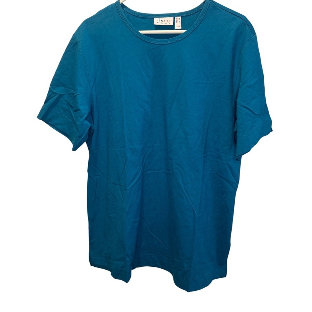 D & Co Womens Blue Essentials Cotton Short Sleeve Knit T Shirt M NEW Casual